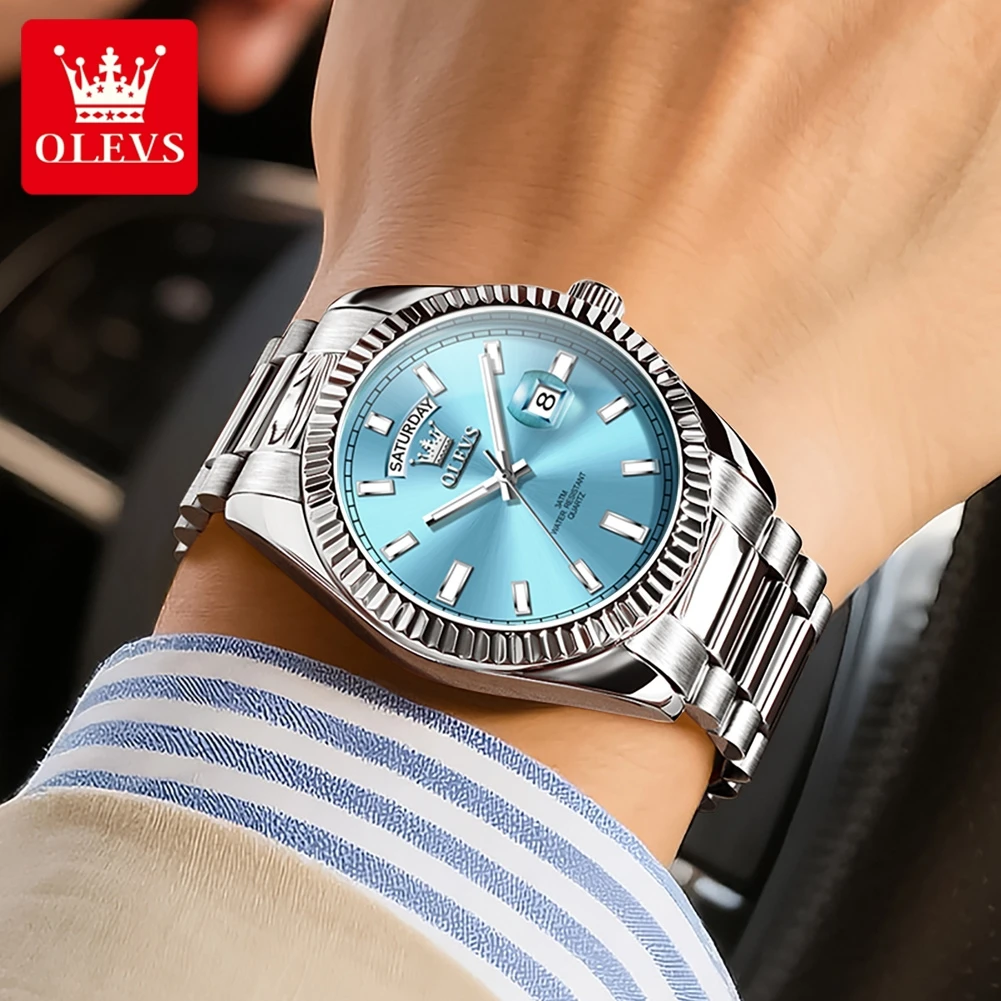 OLEVS 5650 Brand original authentic watches for man luxury Gift Box Solid steel band sunday calendar quartz men's watch
OLEVS 5650 Brand original authentic watches for man luxury Gift Box Solid steel band sunday calendar quartz men's watch