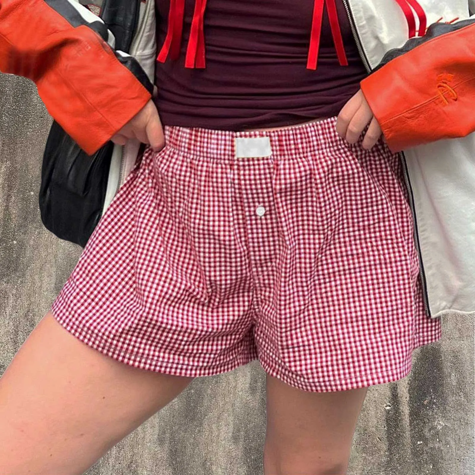 Vantage Plaid Loose Fit Shorts for Women Cute Home Casual Elastic Waisted Shorts Comfortable Summer Button Fashion Shorts
Vantage Plaid Loose Fit Shorts for Women Cute Home Casual Elastic Waisted Shorts Comfortable Summer Button Fashion Shorts
