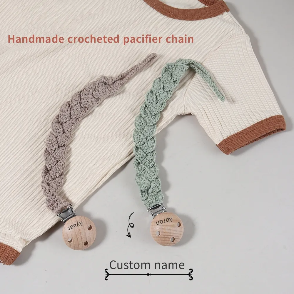 Custom Name hemp Pacifier Clip, handmade crocheted cotton yarn pacifier clip, antique design anti-drop chain
Custom Name hemp Pacifier Clip, handmade crocheted cotton yarn pacifier clip, antique design anti-drop chain