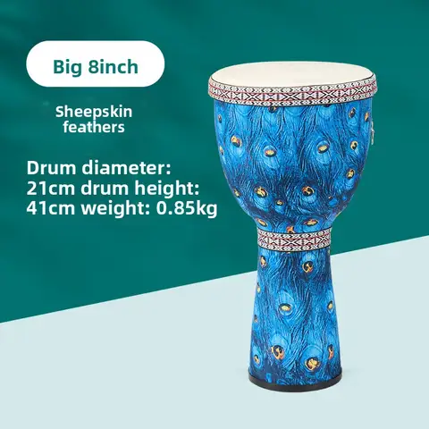 Grande tambourine africaine de 8 pouces, corps en PVC, tambourin léger, percussion Bongo, adapté aux débutants adultes