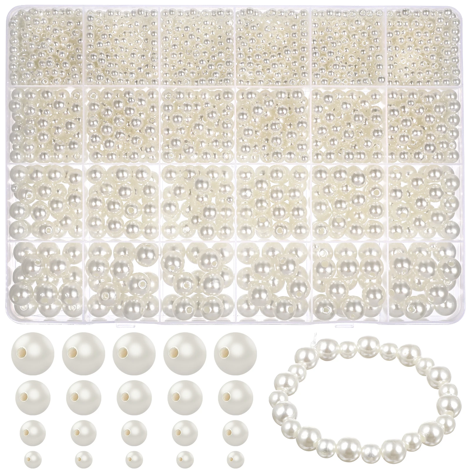 White Beads 4mm 6mm 8mm 10mm 1890pcs Elastic Rope Set Jewelry Making Necklace Bracelet Craft Supplies
White Beads 4mm 6mm 8mm 10mm 1890pcs Elastic Rope Set Jewelry Making Necklace Bracelet Craft Supplies