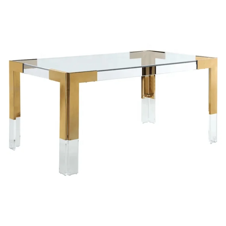 Customized Clear Rectangular Acrylic Dining Table Transparent Plexiglass Dinner Table Acrylic Table with Golden Metal
Customized Clear Rectangular Acrylic Dining Table Transparent Plexiglass Dinner Table Acrylic Table with Golden Metal