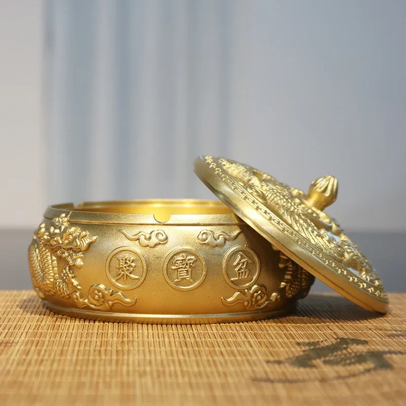 ornament pure copper household anti-fly ash large ashtray with lid
ornament pure copper household anti-fly ash large ashtray with lid