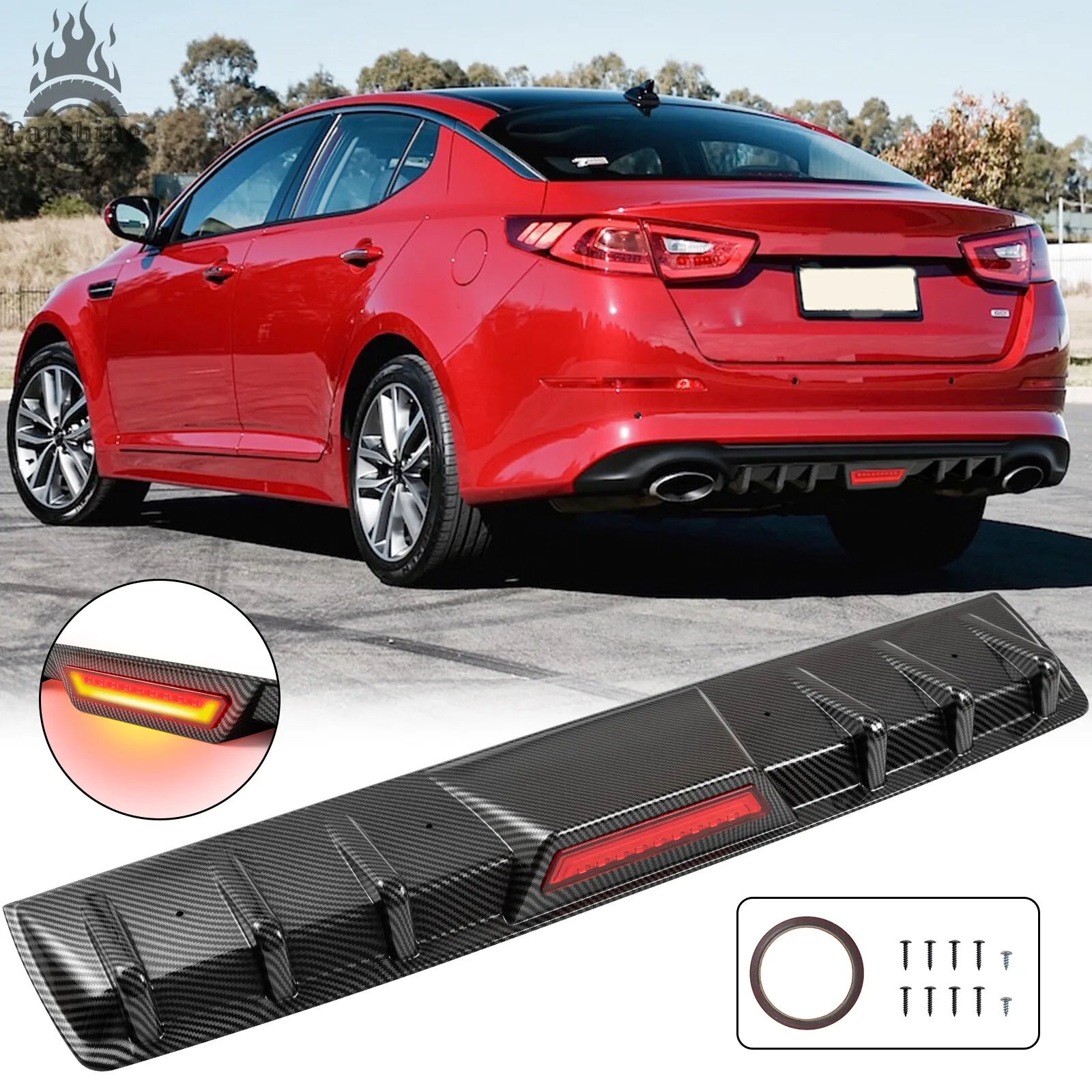 Carbon Fiber Rear Bumper Diffuser With LED Brake Light For Kia Optima Forte Rio5
Carbon Fiber Rear Bumper Diffuser With LED Brake Light For Kia Optima Forte Rio5