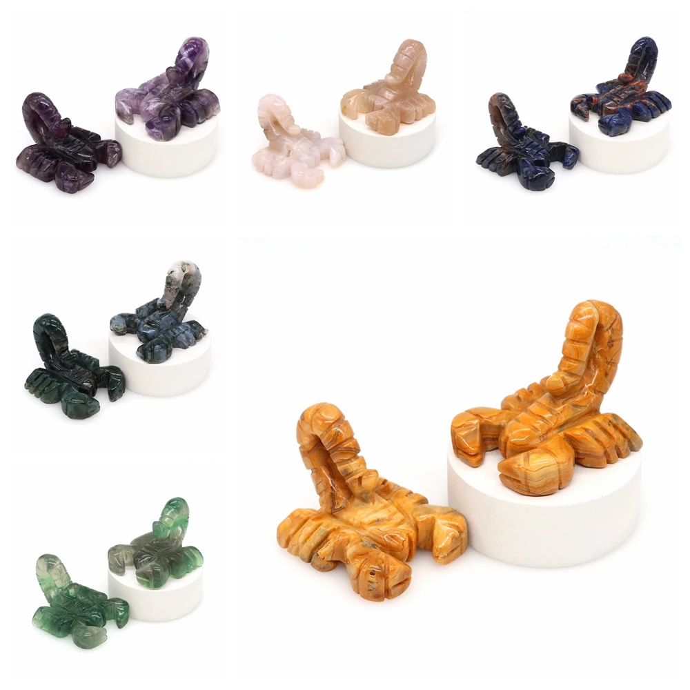 45MM Scorpion Statue Natural Stone Crystal Hand Carved Reiki Healing Insect Figurine Gemstone Crafts Wicca Home Decoration Gifts
45MM Scorpion Statue Natural Stone Crystal Hand Carved Reiki Healing Insect Figurine Gemstone Crafts Wicca Home Decoration Gifts