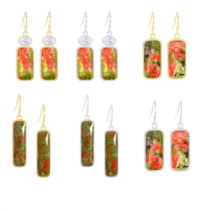 Fashionable Rectangle Unakite Drop Earrings Stylish Jewelry Accessory
Fashionable Rectangle Unakite Drop Earrings Stylish Jewelry Accessory