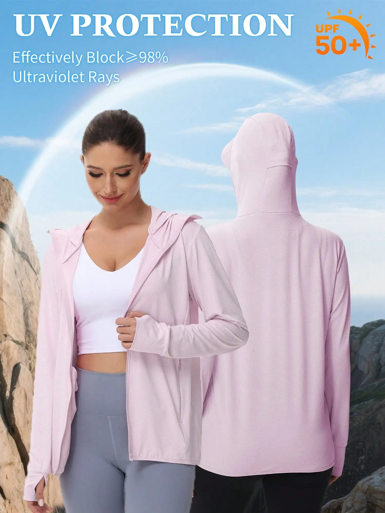 Women UPF 50+ Sun Protection Jacket Hooded Lightweight Breathable Thin Anti UV Fishing Shirts Summer Outdoor Sports Sunscreen Coat
Women UPF 50+ Sun Protection Jacket Hooded Lightweight Breathable Thin Anti UV Fishing Shirts Summer Outdoor Sports Sunscreen Coat