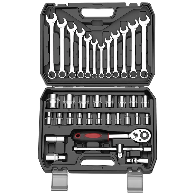 37-Piece Auto Repair Socket Tool Set, 24-Tooth Straight Shank Ratchet Wrench Combination Kit
37-Piece Auto Repair Socket Tool Set, 24-Tooth Straight Shank Ratchet Wrench Combination Kit