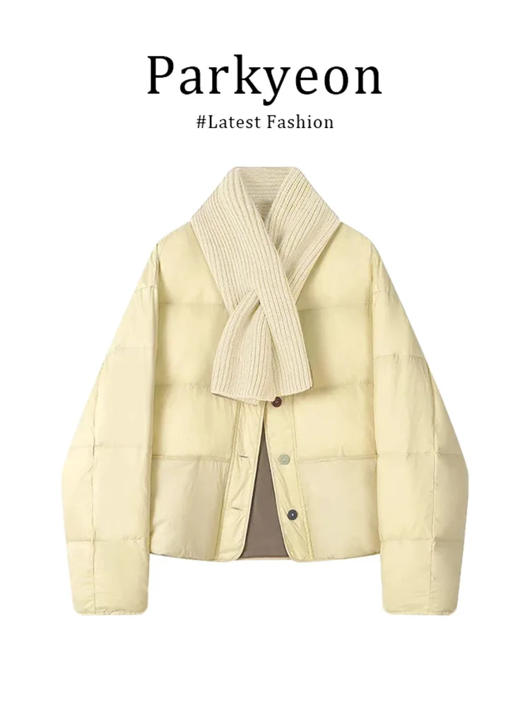 Parkyeon Yellow round Neck Scarf Short Bread Style Women's Jacket Cotton Coat Loose Fit Anti-Aging Winter New Arrival
Parkyeon Yellow round Neck Scarf Short Bread Style Women's Jacket Cotton Coat Loose Fit Anti-Aging Winter New Arrival