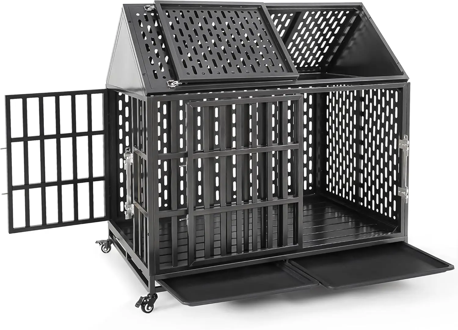 Heavy Duty Dog Crate with Self-Locking Latch for High Anxiety Dogs, 46 Inch Indestructible Large Kennel Indoor, Removable
Heavy Duty Dog Crate with Self-Locking Latch for High Anxiety Dogs, 46 Inch Indestructible Large Kennel Indoor, Removable