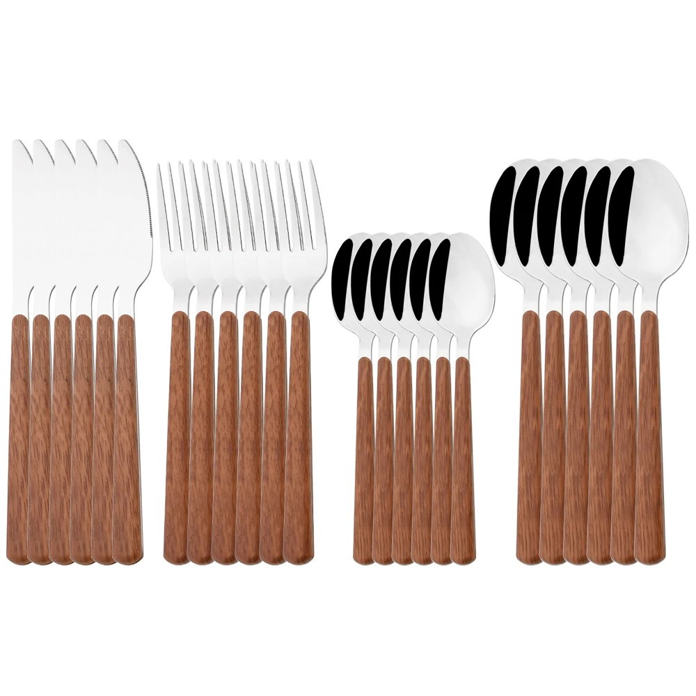 6people Imitation Wooden Handle Cutlery Set Stainless Steel Dinnerware Set Knife Fork Coffee Spoon Tableware Western Silverware
6people Imitation Wooden Handle Cutlery Set Stainless Steel Dinnerware Set Knife Fork Coffee Spoon Tableware Western Silverware