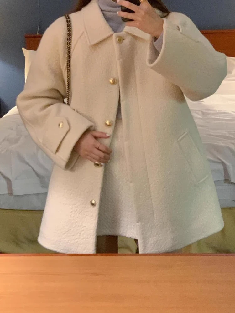 Women's Woolen Coat Loose Fit Doll Collar Autumn Winter Gentle Atmosphere Sensation High-End Feeling Korean Style Long Sleeve
Women's Woolen Coat Loose Fit Doll Collar Autumn Winter Gentle Atmosphere Sensation High-End Feeling Korean Style Long Sleeve