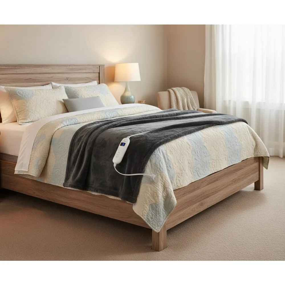 Machine Washable Heated Blanket, Ultra Soft Electric Throw with Fast Heating, 10 Settings & Auto Shut-Off, Gray 50x60
Machine Washable Heated Blanket, Ultra Soft Electric Throw with Fast Heating, 10 Settings & Auto Shut-Off, Gray 50x60