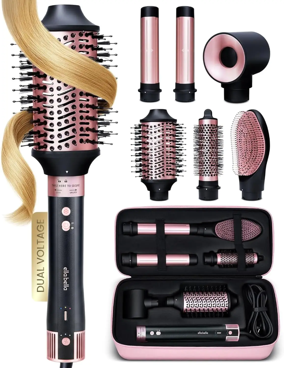 6-in-1 Professional Hot Air Styler: Fast Drying, Curling & Straightening, Dual Voltage, with Travel Case
6-in-1 Professional Hot Air Styler: Fast Drying, Curling & Straightening, Dual Voltage, with Travel Case