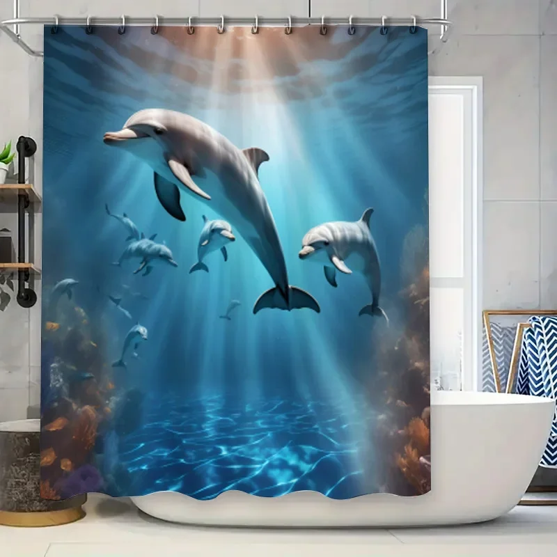 Shower Curtain Waterproof Bath Decoration Large Print Sunlight Rays Underwater Ocean Blue Dolphin Family Fish DecorXT6@!
Shower Curtain Waterproof Bath Decoration Large Print Sunlight Rays Underwater Ocean Blue Dolphin Family Fish DecorXT6@!