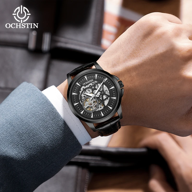 Мужские водонепроницаемые деловые часы OCHSTIN, модная модель, с ремешком из натуральной кожи, серия Architect, с механическим скелетонизированным механизмом
Мужские водонепроницаемые деловые часы OCHSTIN, модная модель, с ремешком из натуральной кожи, серия Architect, с механическим скелетонизированным механизмом