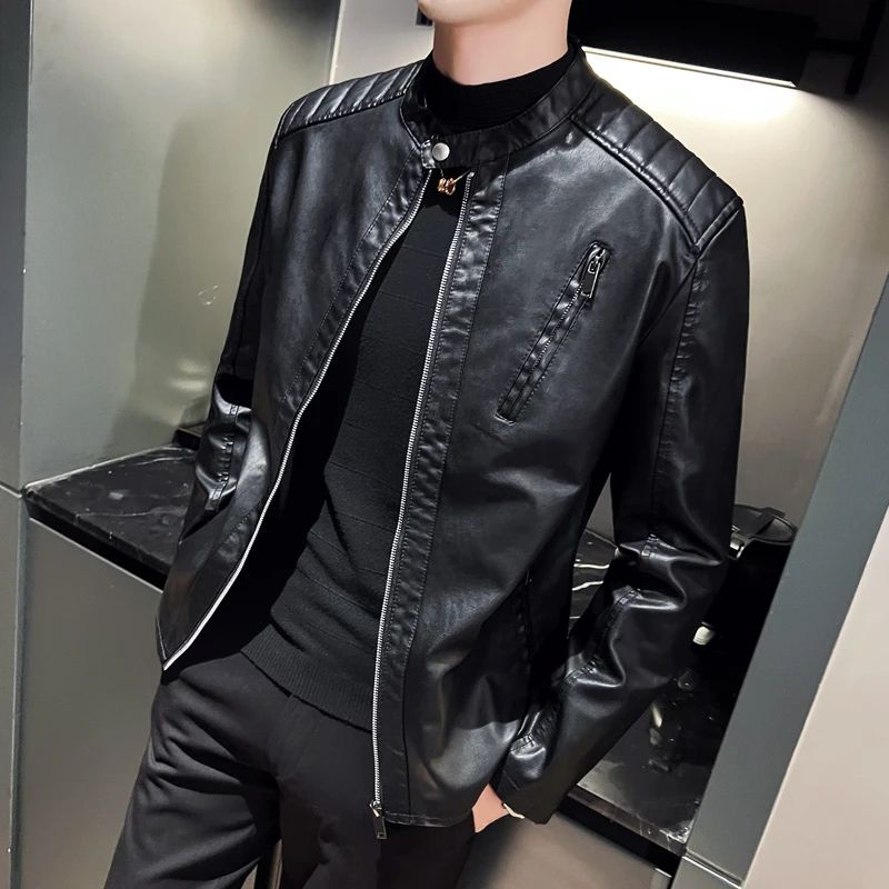 Leather Coat Blazer Men Fashion Brand Blazers Leather Motorcycle Jacket Men Slim Short-Coat Collar PU Jackets Autumn Windproof
Leather Coat Blazer Men Fashion Brand Blazers Leather Motorcycle Jacket Men Slim Short-Coat Collar PU Jackets Autumn Windproof