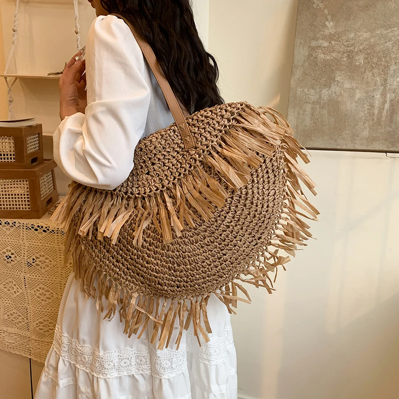 Women Hollowed-Out Braid Bag Wear Resist Hand Woven Beach Bag Semicircle Underarm Bag Female Travel Commute Shoulder Bag
Women Hollowed-Out Braid Bag Wear Resist Hand Woven Beach Bag Semicircle Underarm Bag Female Travel Commute Shoulder Bag