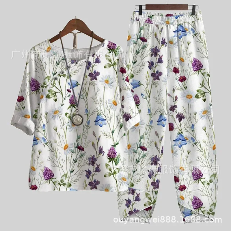 2025 Spring/Summer Fashion Women's High Street Spring Five-Sleeve Printed Top Pants Two-piece Set
2025 Spring/Summer Fashion Women's High Street Spring Five-Sleeve Printed Top Pants Two-piece Set