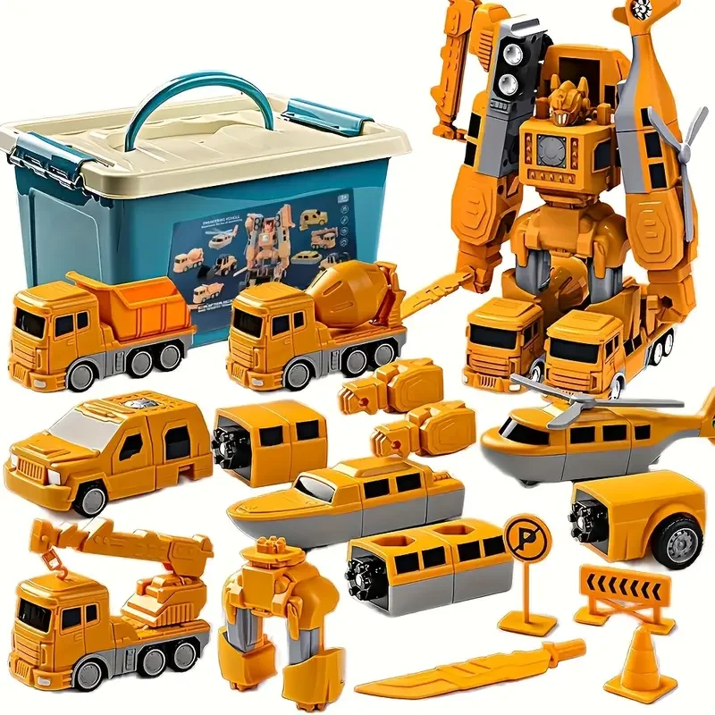 26/35pcs Transforming Robot Toys Set For Boys, 6 In 1 Magnetic Construction Trucks Transform Robot Play Vehicles With Storage Bo
26/35pcs Transforming Robot Toys Set For Boys, 6 In 1 Magnetic Construction Trucks Transform Robot Play Vehicles With Storage Bo