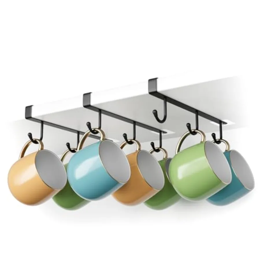 Coffee Mug Holder Under Cabinet, 3pcs Coffee Cup Holder Only Fits Flat Shelf Without Any Lip, Clip-On Coffee Mug Organizer No D
Coffee Mug Holder Under Cabinet, 3pcs Coffee Cup Holder Only Fits Flat Shelf Without Any Lip, Clip-On Coffee Mug Organizer No D