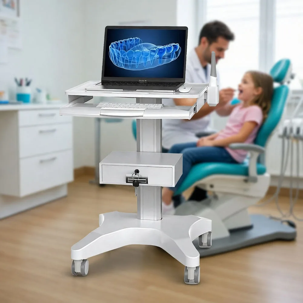 Dental Intraoral Scanner Cart, Mobile Medical Laptop Cart with Lockable Drawer, Height Adjustable Oral Scanner Trolley with Sile
Dental Intraoral Scanner Cart, Mobile Medical Laptop Cart with Lockable Drawer, Height Adjustable Oral Scanner Trolley with Sile