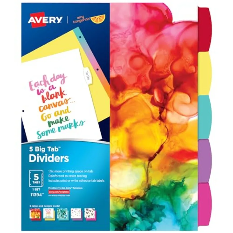 + Amy Tangerine Designer Collection Big Tab Dividers for 3 Ring Binders, 5-Tab Set, Rainbow Vibes, 1 Set 11394
+ Amy Tangerine Designer Collection Big Tab Dividers for 3 Ring Binders, 5-Tab Set, Rainbow Vibes, 1 Set 11394