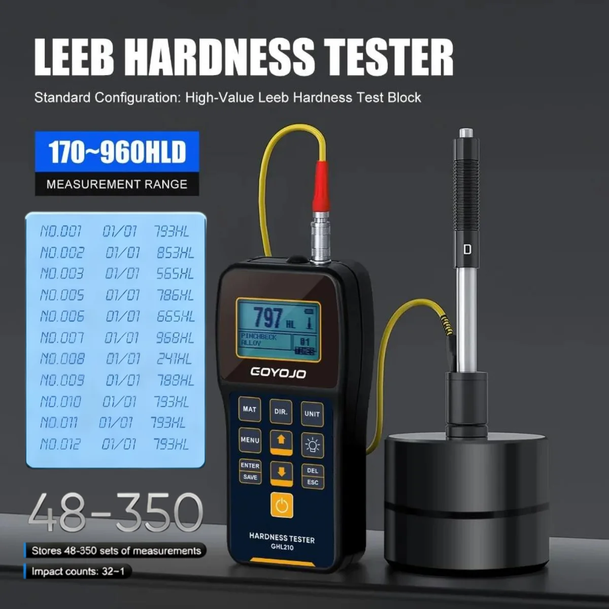 Leeb Hardness Meter HL HB HRA HRB HRC HV HS Rebound Meter Durometer for Steel Industrial Measuring Tools Without Standard Block
Leeb Hardness Meter HL HB HRA HRB HRC HV HS Rebound Meter Durometer for Steel Industrial Measuring Tools Without Standard Block