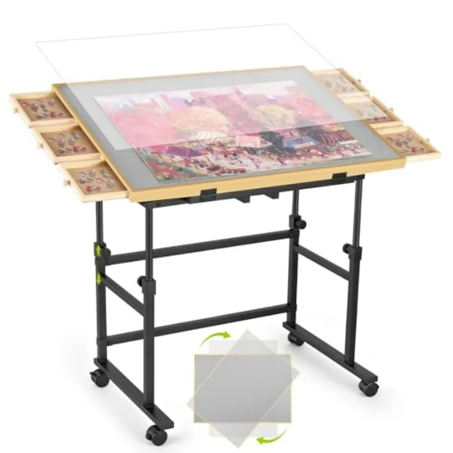 Jigsaw Puzzle Table for Adults: Metal Lazy Susan, Wheels, Adjustable Height, 4 Tilting Angles, 6 Drawers Cover, Portable Puzzle
Jigsaw Puzzle Table for Adults: Metal Lazy Susan, Wheels, Adjustable Height, 4 Tilting Angles, 6 Drawers Cover, Portable Puzzle