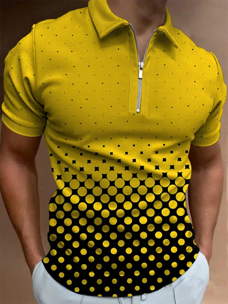 2023 Summer Men's Zipper Polo Shirt Fashion Striped Print Polo Shirts Men Streetwear Casual Short Sleeve T-Shirt Men Polos Tops
2023 Summer Men's Zipper Polo Shirt Fashion Striped Print Polo Shirts Men Streetwear Casual Short Sleeve T-Shirt Men Polos Tops