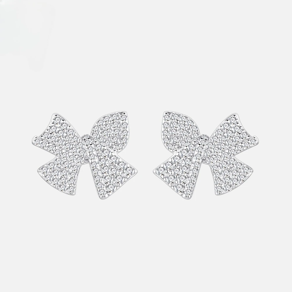 New S925 pure silver Korean version bow earrings with women's micro inlaid design, exquisite earrings, wedding jewelry
New S925 pure silver Korean version bow earrings with women's micro inlaid design, exquisite earrings, wedding jewelry