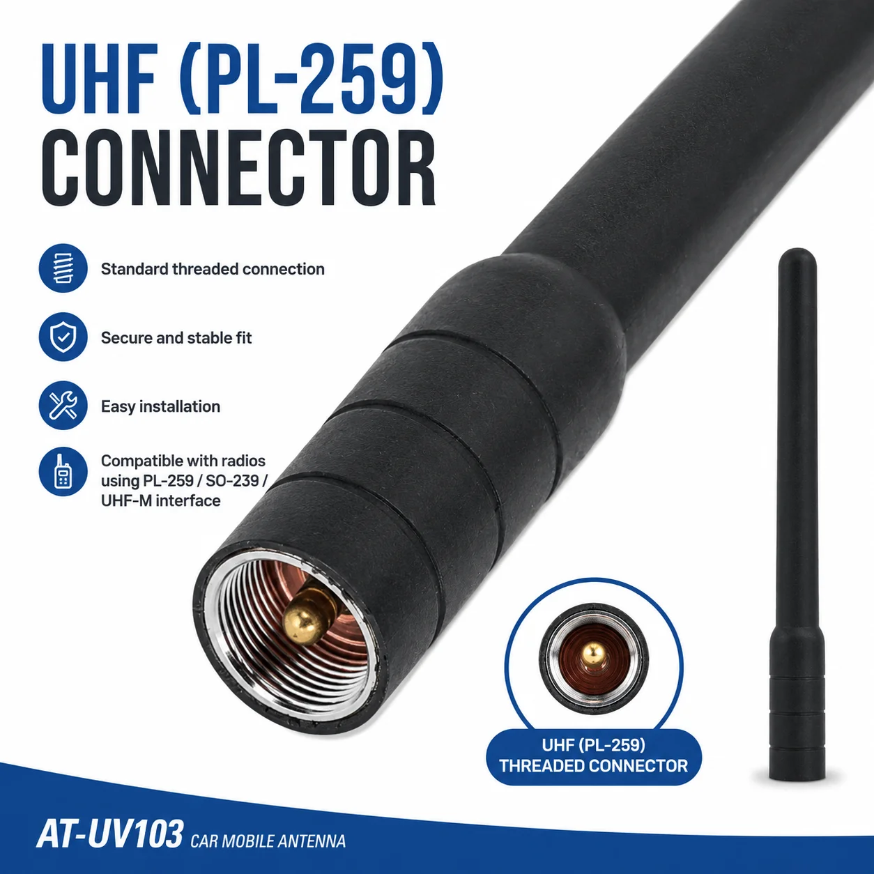 AT-UV103 Car Mobile Antenna 144/430Mhz Gain Short Antenna for KT-8900D KT-8900 BJ-318 YAESU FT-300DR FT7900R
AT-UV103 Car Mobile Antenna 144/430Mhz Gain Short Antenna for KT-8900D KT-8900 BJ-318 YAESU FT-300DR FT7900R
