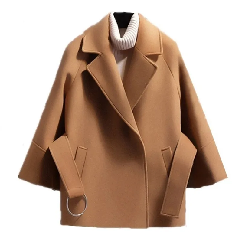 Autumn Winter Coat Women's Solid Color Stitching Lapel Frenulum Loose Pocket Woolen Jacket Fashion Commuter Female Clothing 304
Autumn Winter Coat Women's Solid Color Stitching Lapel Frenulum Loose Pocket Woolen Jacket Fashion Commuter Female Clothing 304