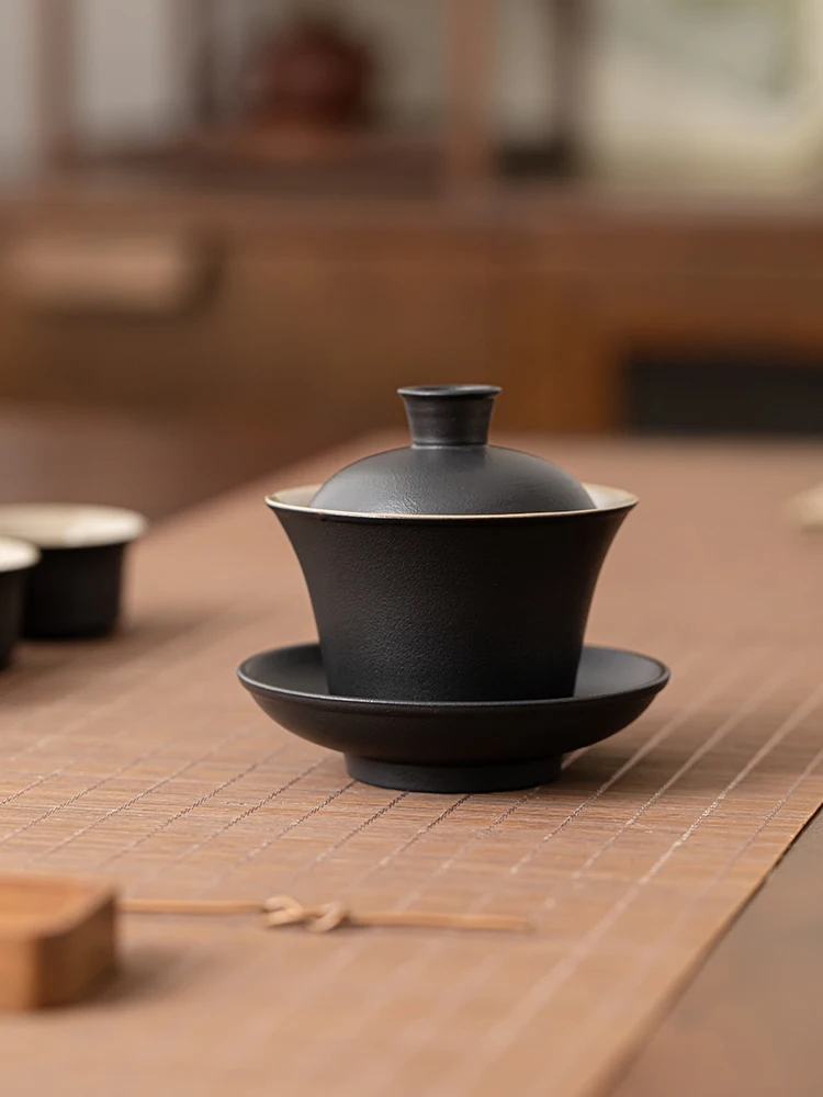 Dong Feng Black Ceramics Tea Cup with Lid Simple Home Use Frosted New Chinese Three Elements Tea Bowl Single Piece Gongfu Bre...
Dong Feng Black Ceramics Tea Cup with Lid Simple Home Use Frosted New Chinese Three Elements Tea Bowl Single Piece Gongfu Bre...