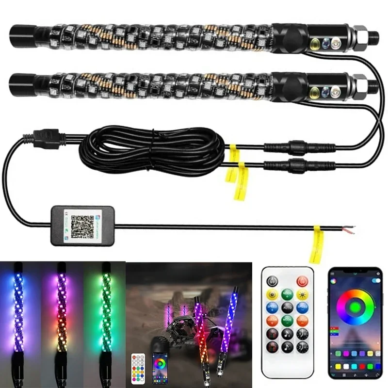 LED Whip Lights IP68 12V-24V Bluetooth Remote Control Voice control Colorful LED Whip Lights For UTV ATV Off Road Truck Sand RZR
LED Whip Lights IP68 12V-24V Bluetooth Remote Control Voice control Colorful LED Whip Lights For UTV ATV Off Road Truck Sand RZR