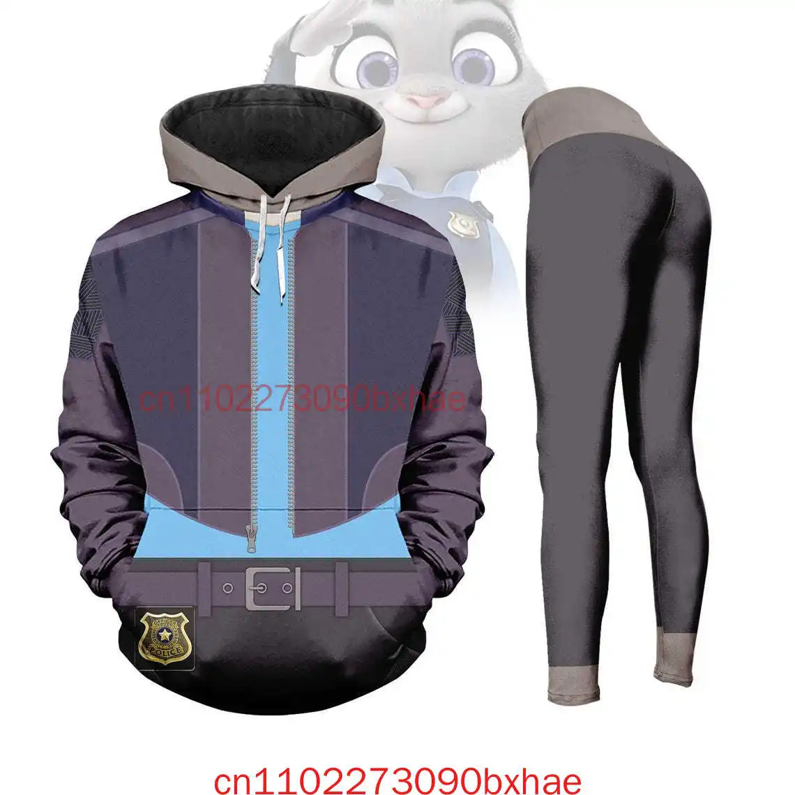 Осень/зима 2022, новый костюм Диснея Джуди Хопс, женский костюм, толстовка, леггинсы, костюм с 3D принтом, женский костюм на Хэллоуин, костюм
Осень/зима 2022, новый костюм Диснея Джуди Хопс, женский костюм, толстовка, леггинсы, костюм с 3D принтом, женский костюм на Хэллоуин, костюм