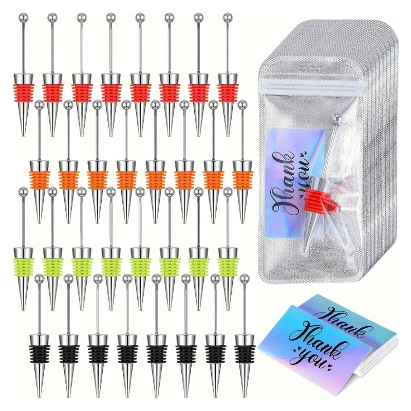 60pcs Elegant Wine Bottle Stoppers With Thank You Cards And Silver Sealed Bags For Elegant Gift Presentation
60pcs Elegant Wine Bottle Stoppers With Thank You Cards And Silver Sealed Bags For Elegant Gift Presentation