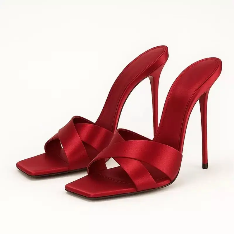 2026 New Fashionable Open toed Stiletto High Heels Red Silk Cross with Cool Slippers Square Head Banquet Large Size 33-46
2026 New Fashionable Open toed Stiletto High Heels Red Silk Cross with Cool Slippers Square Head Banquet Large Size 33-46