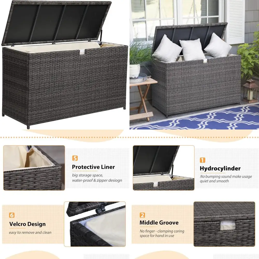 Large 120 Gallon Waterproof Outdoor Patio Storage Box - Deck Cushion and Garden Tool Storage Bin in Gray
Large 120 Gallon Waterproof Outdoor Patio Storage Box - Deck Cushion and Garden Tool Storage Bin in Gray