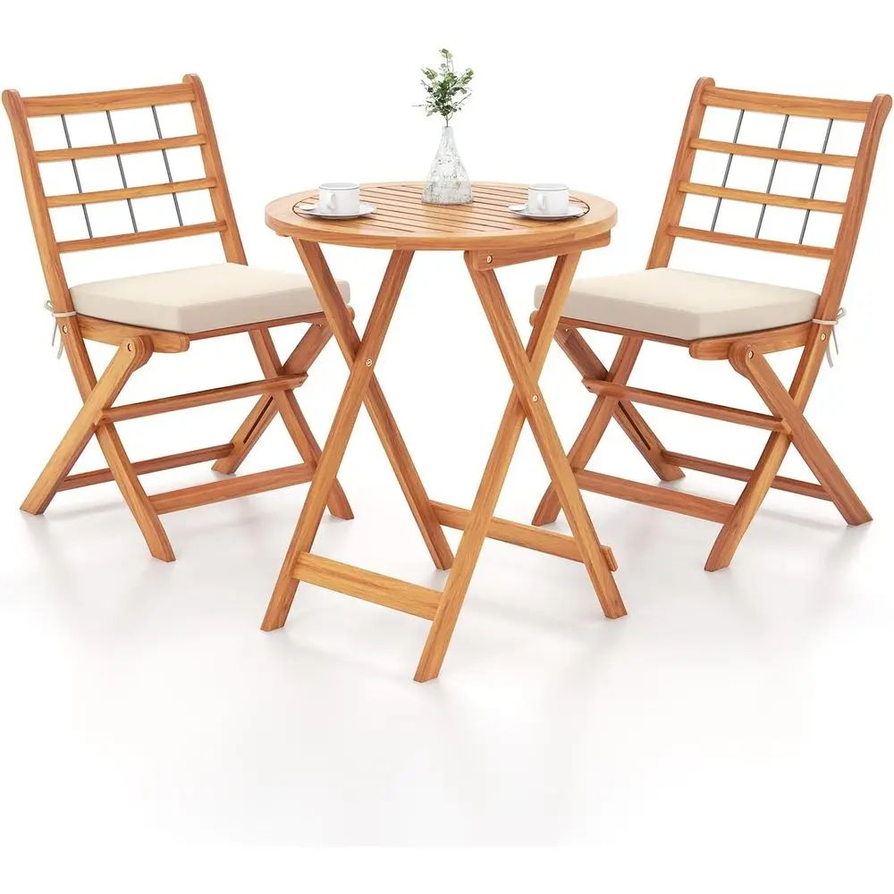 Складной набор для бистро из 3 предметов из дерева акации с мягкими стульями для заднего двора и у бассейна белого цвета
Складной набор для бистро из 3 предметов из дерева акации с мягкими стульями для заднего двора и у бассейна белого цвета