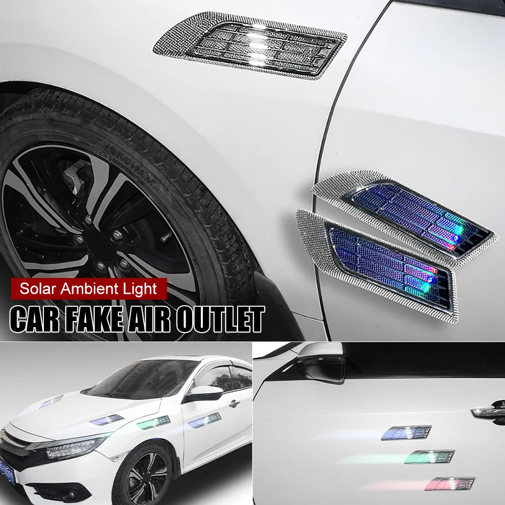 2 In1 Car Exterior Air Intake Flow Side Fender Vent Wing Cover Trim Solar Energy Shark Gill Mood Light Universal Car Styling
2 In1 Car Exterior Air Intake Flow Side Fender Vent Wing Cover Trim Solar Energy Shark Gill Mood Light Universal Car Styling