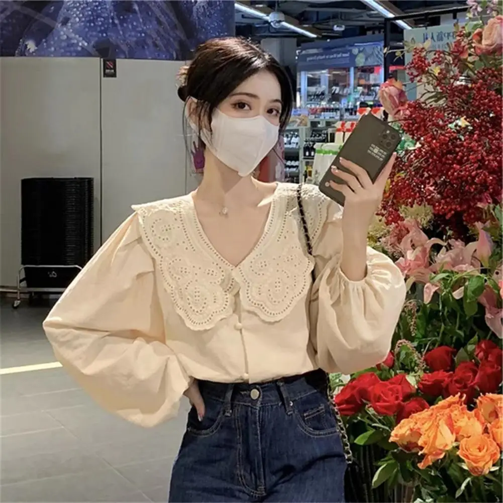 Sweet Style Lady Blouse Chic Women's V-neck Lantern Sleeve Blouses Soft Casual Sweet Style for Spring Fall Commutes Lady Women
Sweet Style Lady Blouse Chic Women's V-neck Lantern Sleeve Blouses Soft Casual Sweet Style for Spring Fall Commutes Lady Women