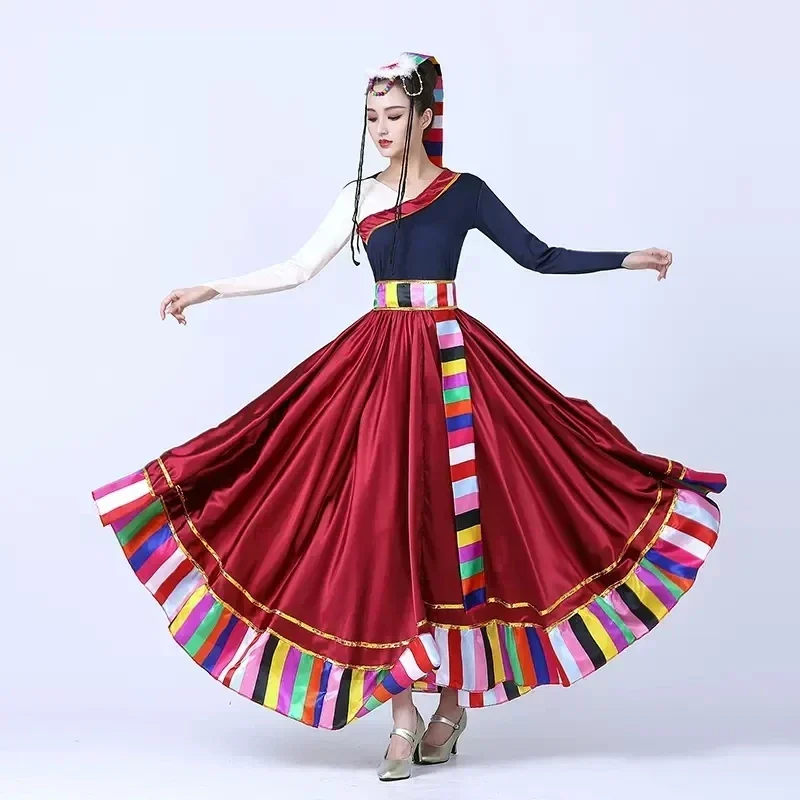 Chinese traditionalTibetan danc dress square dance big swing skirt practice long dress performance dress female folk dance
Chinese traditionalTibetan danc dress square dance big swing skirt practice long dress performance dress female folk dance