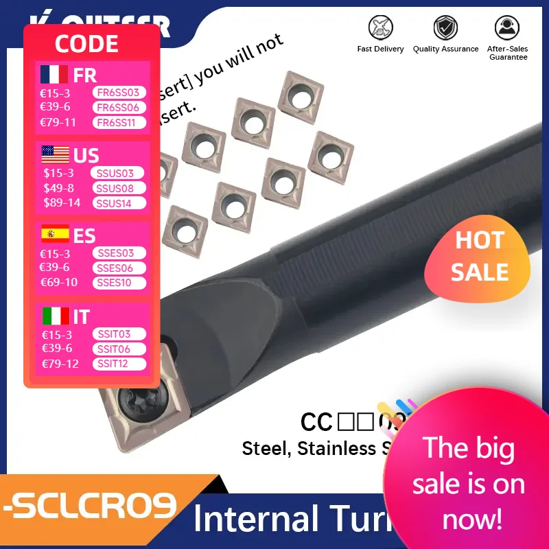 S12M-SCLCR09 S14N-SCLCL09 S16Q-SCLCR09 S25R-SCLCL09 Internal Turning Tool Holder CCMT09 Carbide Inserts Lathe Cutting Tools Set
S12M-SCLCR09 S14N-SCLCL09 S16Q-SCLCR09 S25R-SCLCL09 Internal Turning Tool Holder CCMT09 Carbide Inserts Lathe Cutting Tools Set