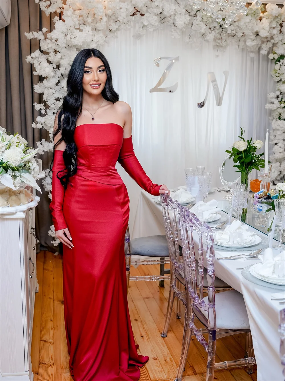 Strapless Elegant Long Sleeve Evening Dress Off The Shoulder Floor Length Woman Party Dress Formal Customized Prom Gown New
Strapless Elegant Long Sleeve Evening Dress Off The Shoulder Floor Length Woman Party Dress Formal Customized Prom Gown New