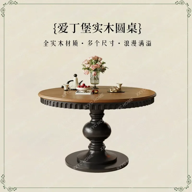 Round solid wood dining table and chair combination retro medium and ancient style high-end small apartment
Round solid wood dining table and chair combination retro medium and ancient style high-end small apartment