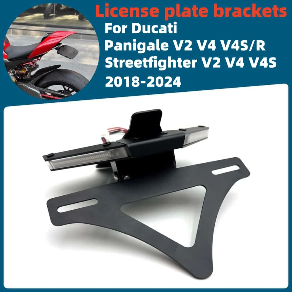 For DUCATI Panigale V2 V4 V4S/R Streetfighter V4 V4S 2018-2024 Motorcycle license plate holder LED turn signals and brake lights 
For DUCATI Panigale V2 V4 V4S/R Streetfighter V4 V4S 2018-2024 Motorcycle license plate holder LED turn signals and brake lights