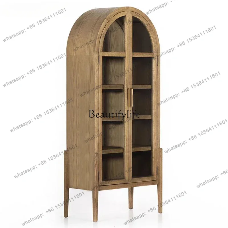 X4 American solid wood arched bookcase French retro wine cabinet Nordic simplicity
X4 American solid wood arched bookcase French retro wine cabinet Nordic simplicity