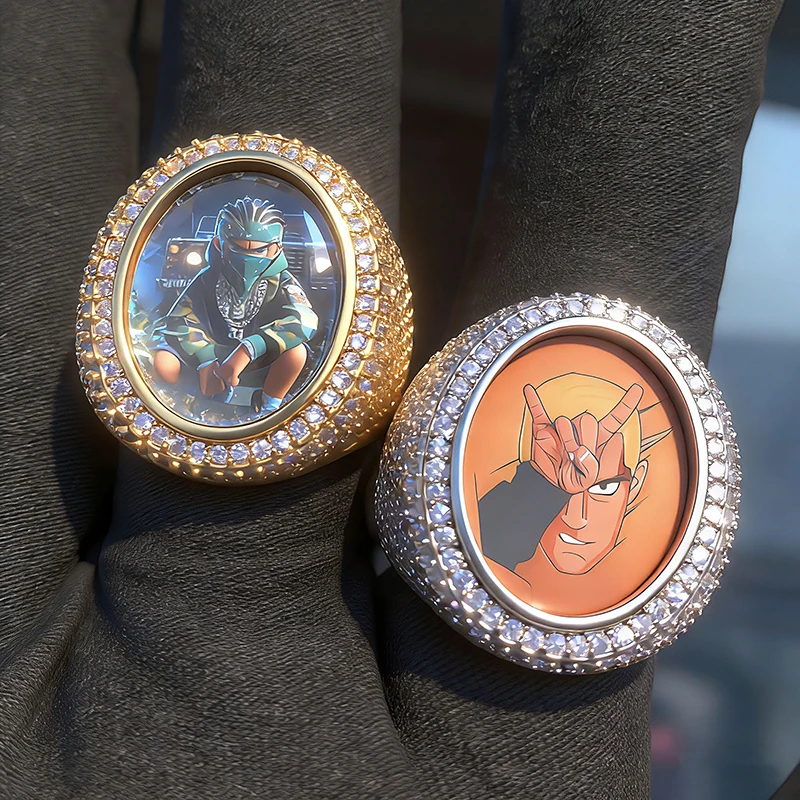 Custom Photo Finger Rings 5A+ CZ Stone Bling Iced Out Egg Shape Ring for Men Hip Hop Rapper Jewelry Gold Silver Color
Custom Photo Finger Rings 5A+ CZ Stone Bling Iced Out Egg Shape Ring for Men Hip Hop Rapper Jewelry Gold Silver Color