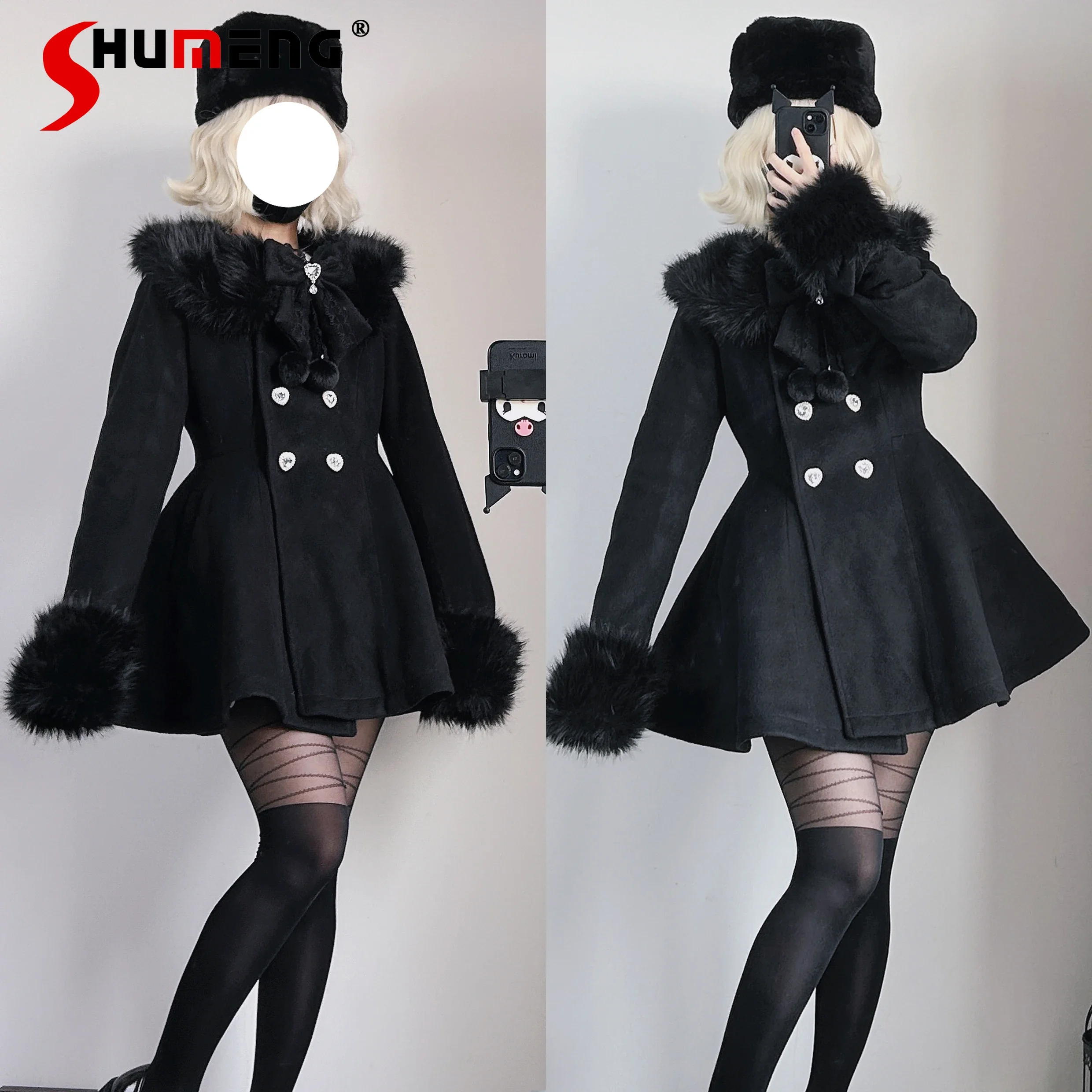 Japanese Style Heirloom Style Detachable Fur Collar Bow with Heart-shaped Buckle Double Breasted High Waisted Short Skirt Jacket
Japanese Style Heirloom Style Detachable Fur Collar Bow with Heart-shaped Buckle Double Breasted High Waisted Short Skirt Jacket